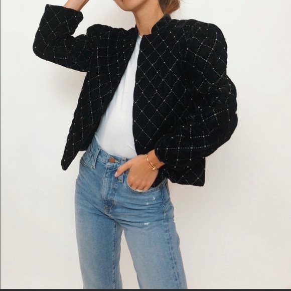 NWOT Something Navy Black Quilted Velvet Jacket - Picture 15 of 15